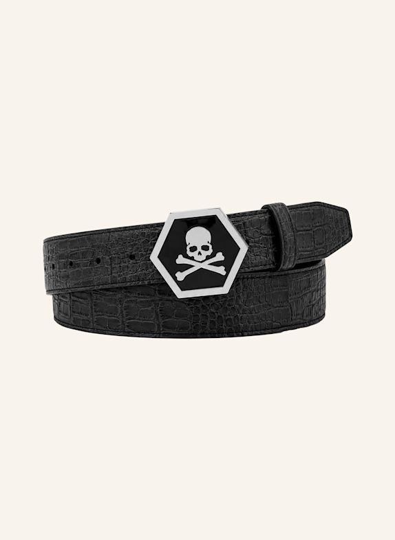 PHILIPP PLEIN Gürtel SKULL SCHWARZ / SILBER