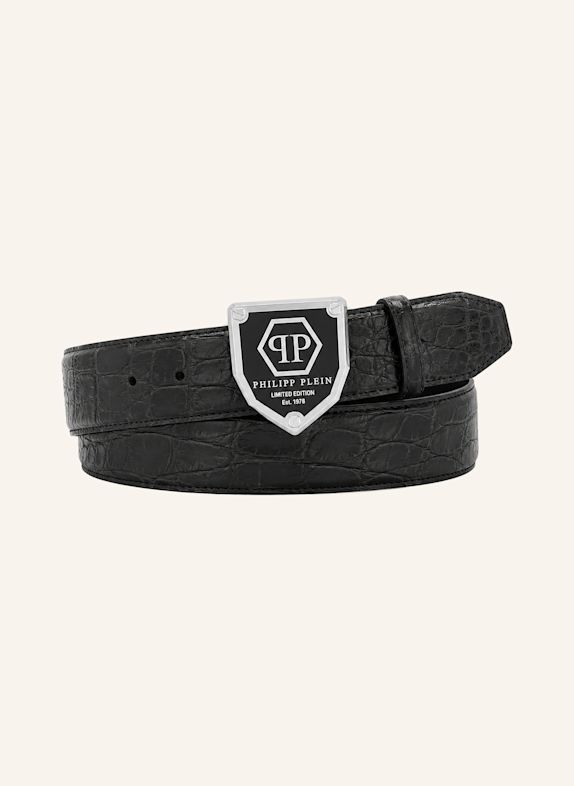PHILIPP PLEIN Gürtel HEXAGON SCHWARZ / SILBER