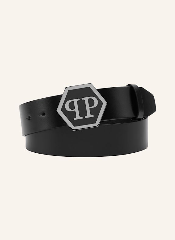 PHILIPP PLEIN Gürtel HEXAGON SCHWARZ / SILBER
