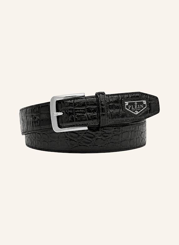 PHILIPP PLEIN Gürtel COCCO SCHWARZ / SILBER