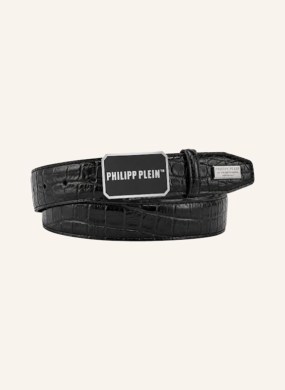 PHILIPP PLEIN Gürtel COCCO SCHWARZ / SILBER