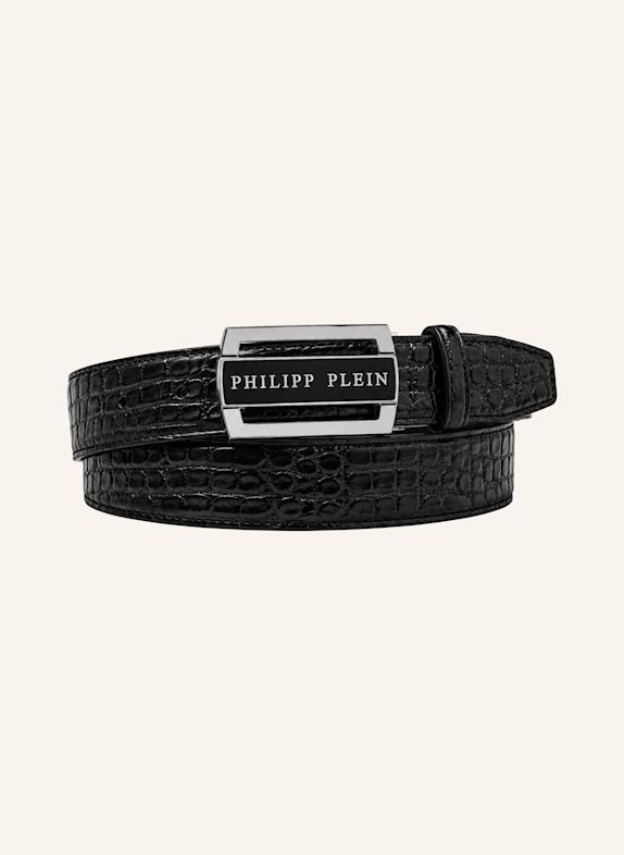 PHILIPP PLEIN Gürtel COCCO SCHWARZ / SILBER