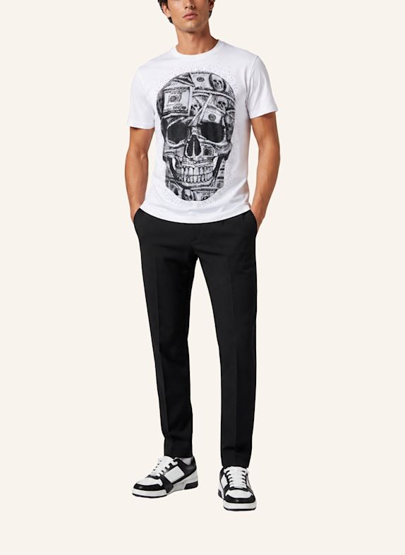 PHILIPP PLEIN Kurzarm-Rundhals-T-Shirt SKULL WEISS