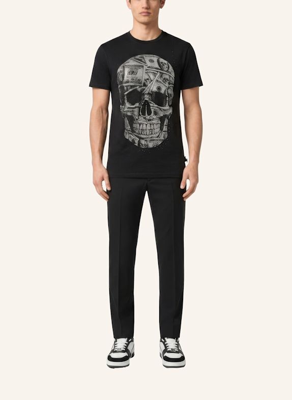 PHILIPP PLEIN Kurzarm-Rundhals-T-Shirt SKULL SCHWARZ