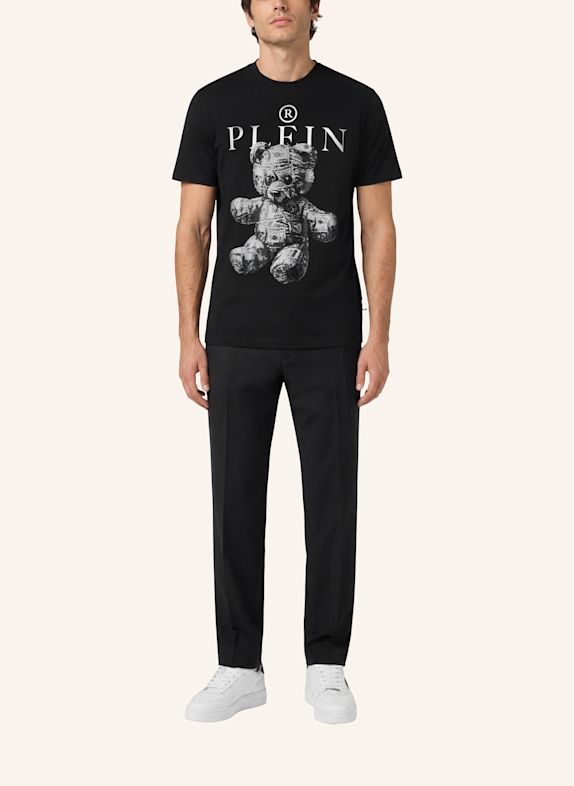 PHILIPP PLEIN Kurzarm-Rundhals-T-Shirt TEDDY SCHWARZ