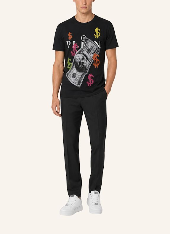PHILIPP PLEIN Kurzarm-Rundhals-T-Shirt SCHWARZ