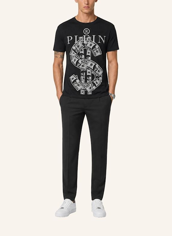 PHILIPP PLEIN Kurzarm-Rundhals-T-Shirt SCHWARZ