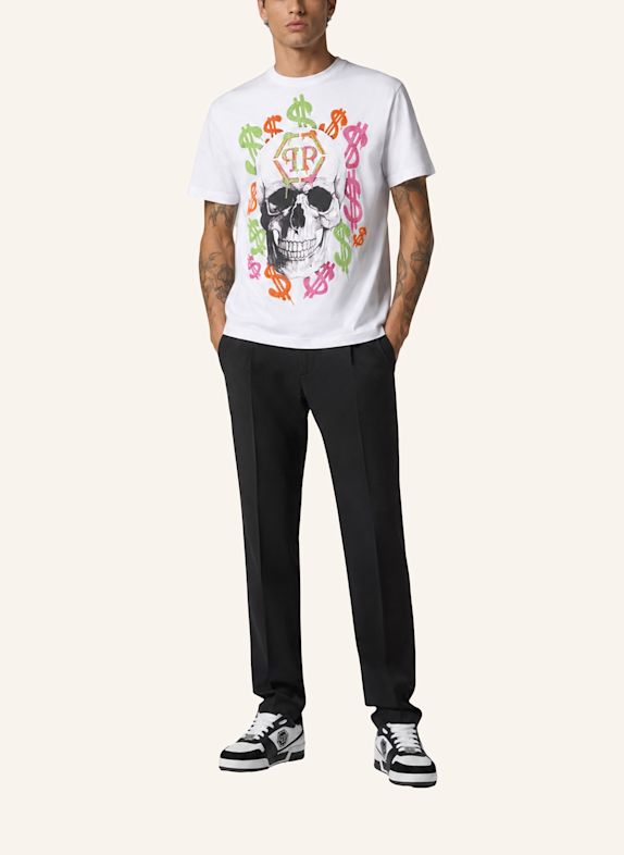 PHILIPP PLEIN Kurzarm-Rundhals-T-Shirt WEISS