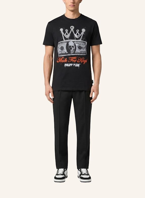 PHILIPP PLEIN Kurzarm-Rundhals-T-Shirt SCHWARZ