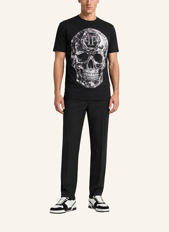 PHILIPP PLEIN Kurzarm-Rundhals-T-Shirt SKULL SCHWARZ