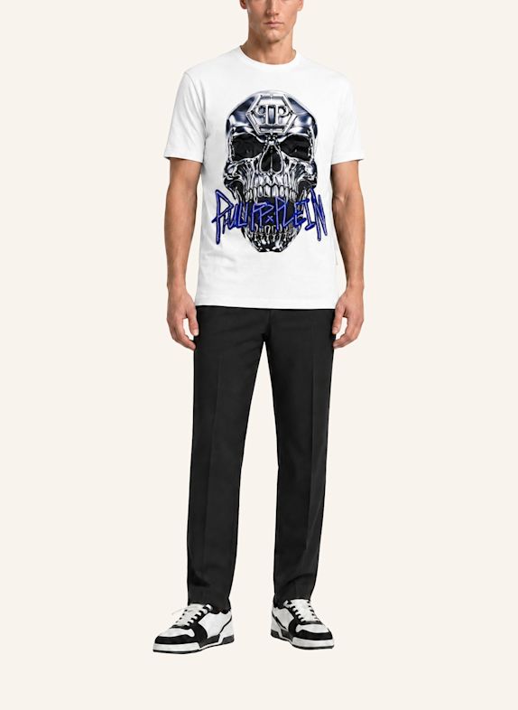 PHILIPP PLEIN Kurzarm-Rundhals-T-Shirt SKULL WEISS