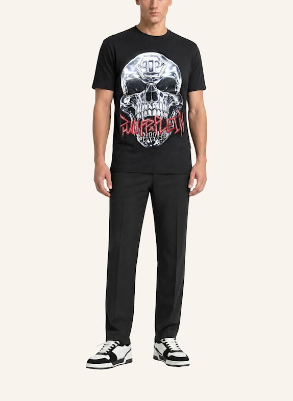 PHILIPP PLEIN Kurzarm-Rundhals-T-Shirt SKULL SCHWARZ