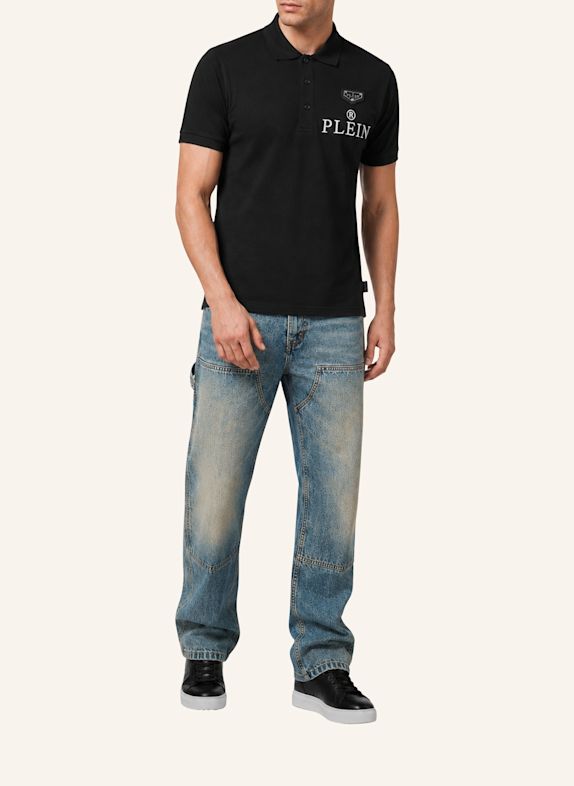 PHILIPP PLEIN Kurzarm-Poloshirt SCHWARZ