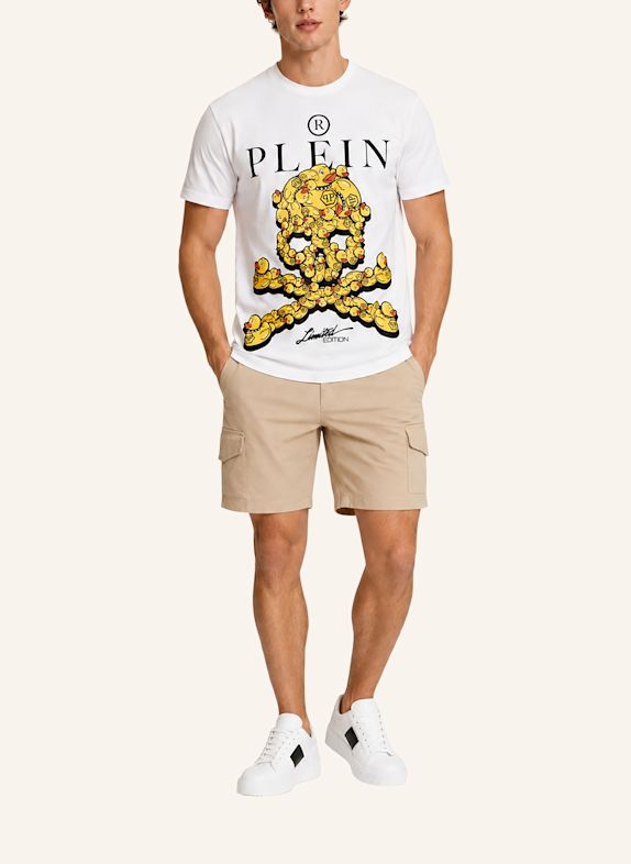 PHILIPP PLEIN Kurzarm-Rundhals-T-Shirt SKULL WEISS