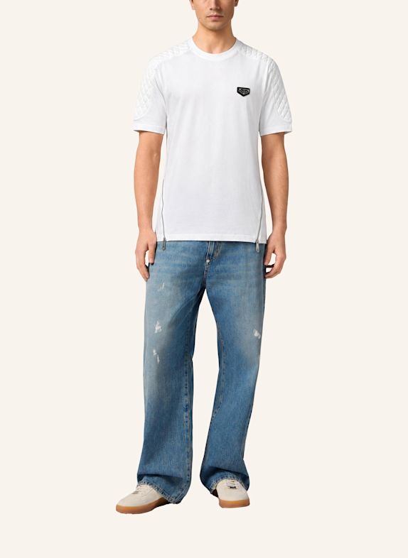 PHILIPP PLEIN Kurzarm-Rundhals-T-Shirt WEISS