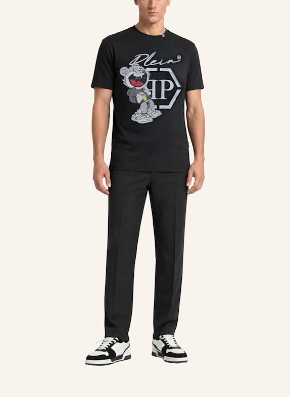 PHILIPP PLEIN Kurzarm-Rundhals-T-Shirt MONEY SCHWARZ