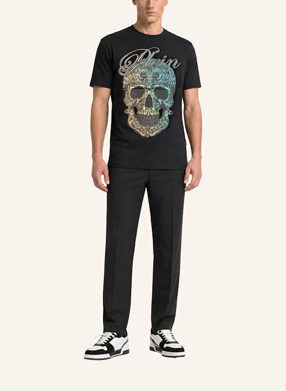 PHILIPP PLEIN Kurzarm-Rundhals-T-Shirt SKULL SCHWARZ