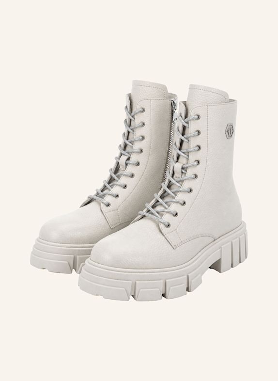 PHILIPP PLEIN Flache Stiefeletten WEISS