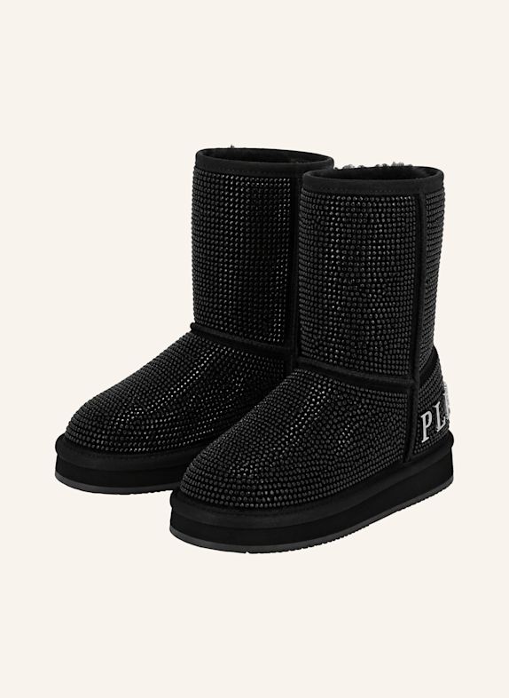 PHILIPP PLEIN Flache Stiefel mit mittelhohem Schaft SCHWARZ