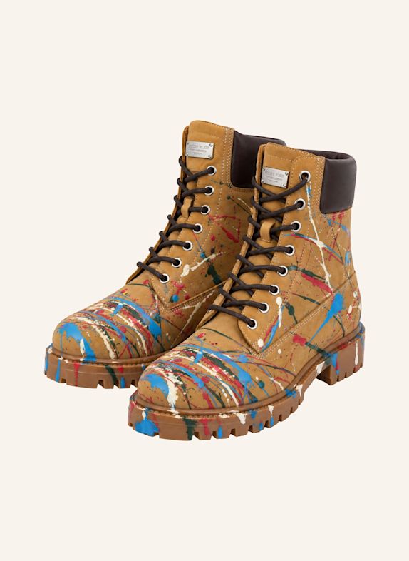 PHILIPP PLEIN Flache Stiefel mit mittelhohem Schaft SKULL BRAUN