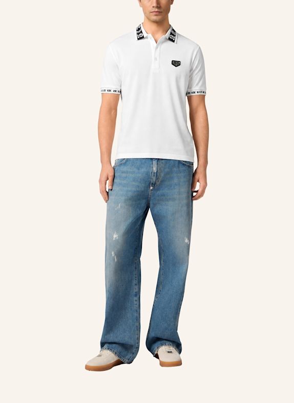PHILIPP PLEIN Kurzarm-Poloshirt WEISS