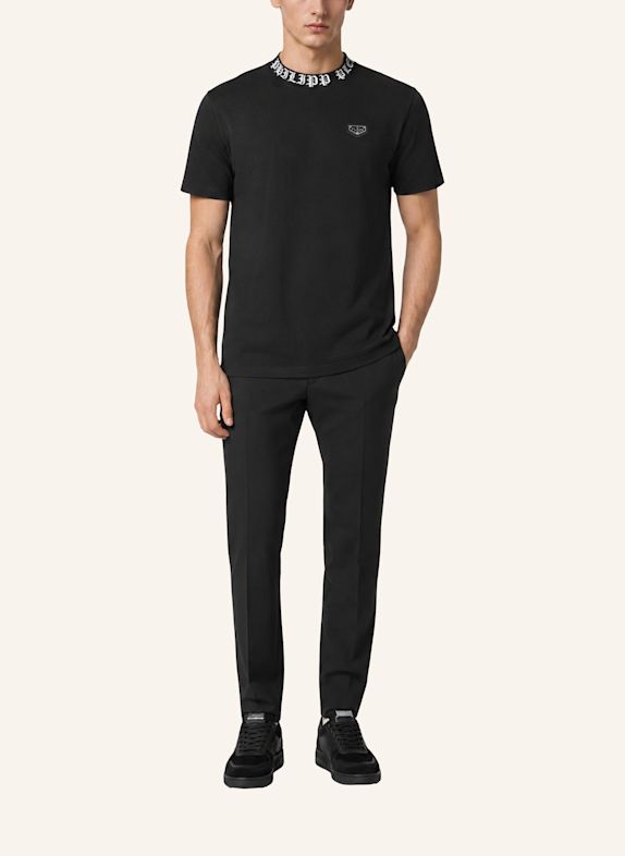 PHILIPP PLEIN Kurzarm-Rundhals-T-Shirt SCHWARZ