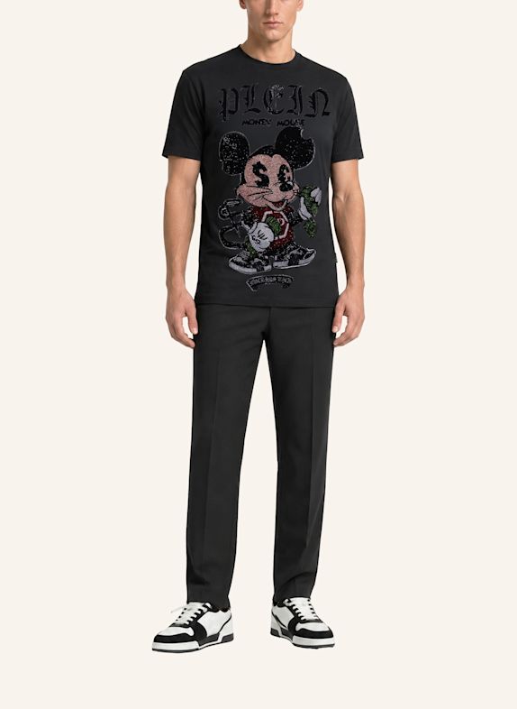PHILIPP PLEIN Kurzarm-Rundhals-T-Shirt MONEY SCHWARZ