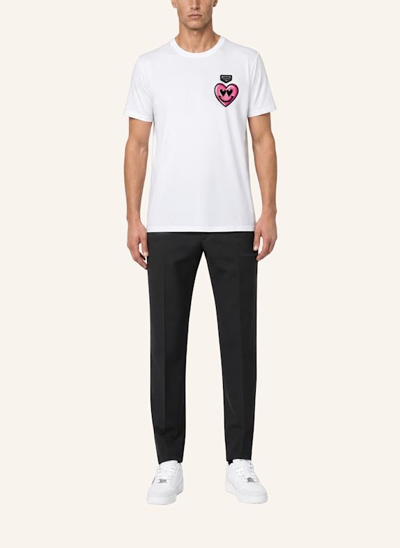 PHILIPP PLEIN Kurzarm-Rundhals-T-Shirt HEART WEISS