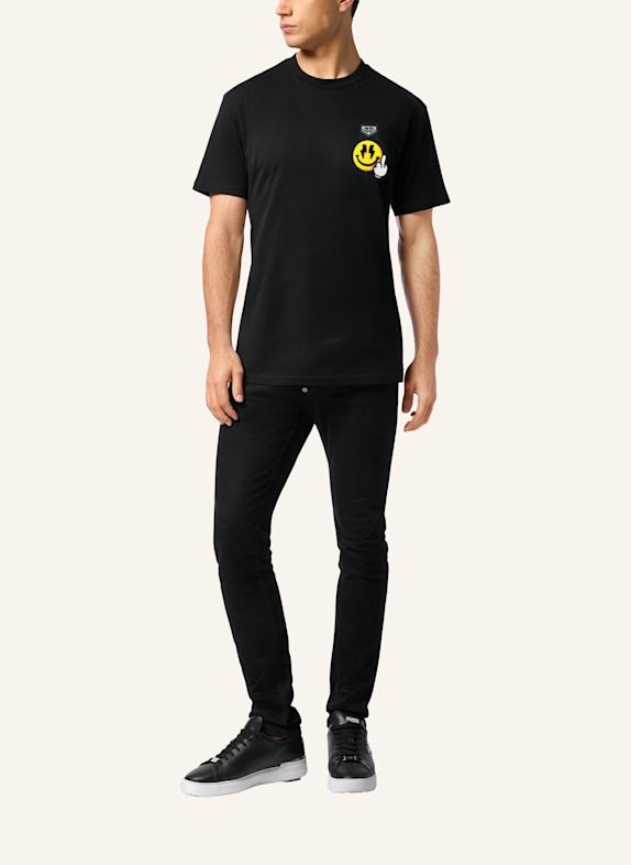 PHILIPP PLEIN Kurzarm-Rundhals-T-Shirt SMILE SCHWARZ