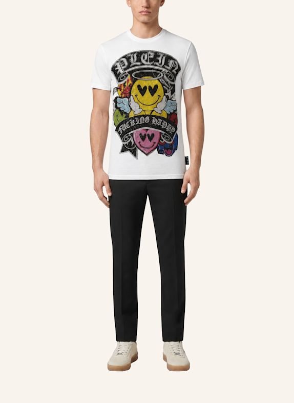 PHILIPP PLEIN Kurzarm-Rundhals-T-Shirt SMILE WEISS