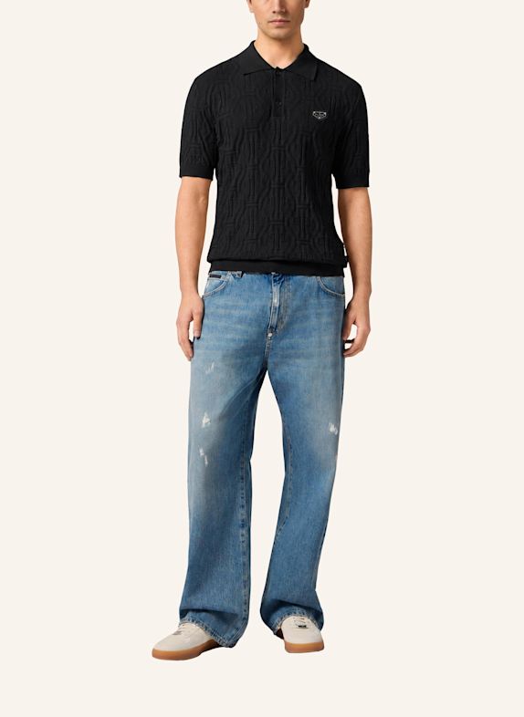 PHILIPP PLEIN Kurzarm-Poloshirt MONOGRAM SCHWARZ