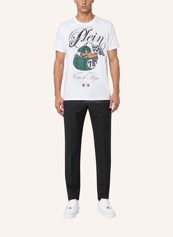 PHILIPP PLEIN Kurzarm-Rundhals-T-Shirt DUCK WEISS
