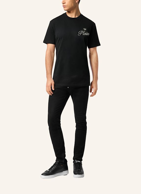 PHILIPP PLEIN Kurzarm-Rundhals-T-Shirt SCHWARZ