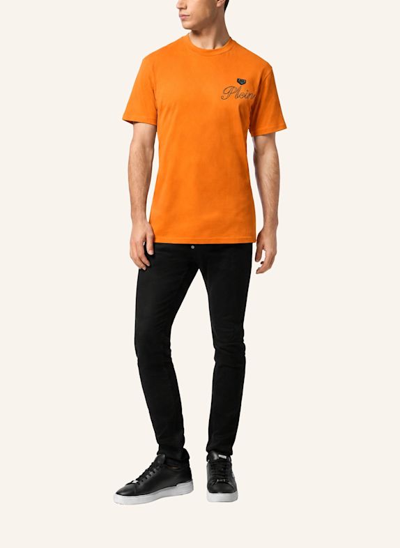 PHILIPP PLEIN Kurzarm-Rundhals-T-Shirt ORANGE