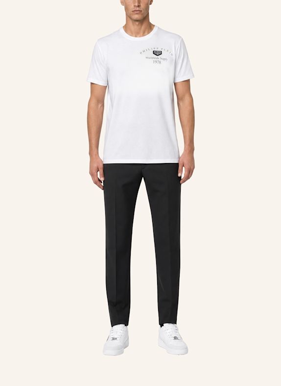 PHILIPP PLEIN Kurzarm-Rundhals-T-Shirt WEISS