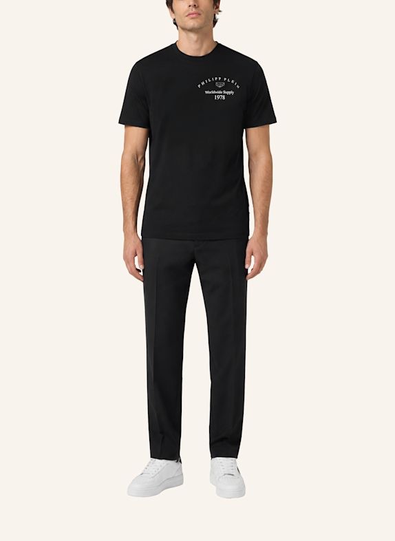 PHILIPP PLEIN Kurzarm-Rundhals-T-Shirt SCHWARZ