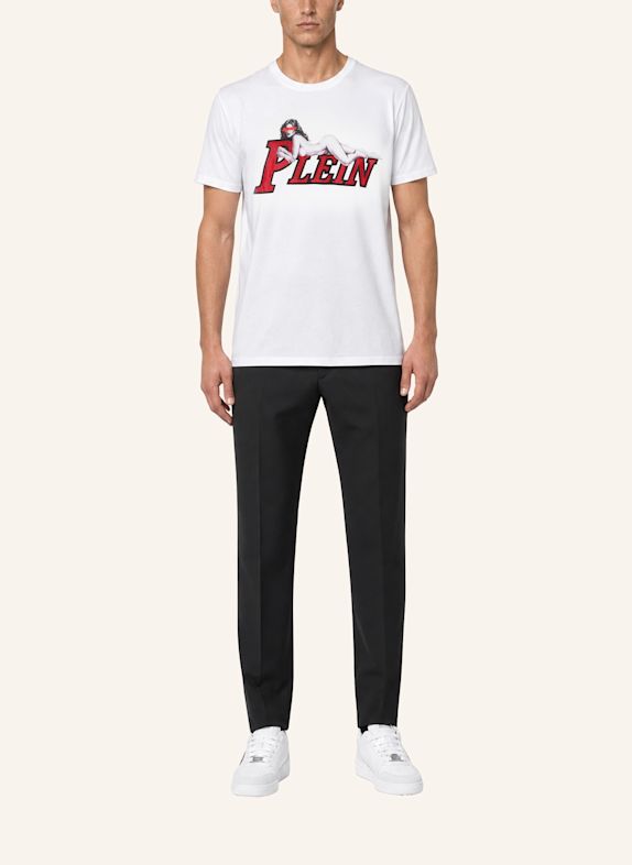 PHILIPP PLEIN Kurzarm-Rundhals-T-Shirt WEISS