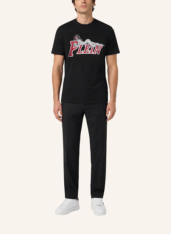 PHILIPP PLEIN Kurzarm-Rundhals-T-Shirt SCHWARZ