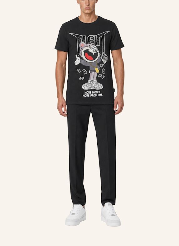 PHILIPP PLEIN Kurzarm-Rundhals-T-Shirt MONEY SCHWARZ