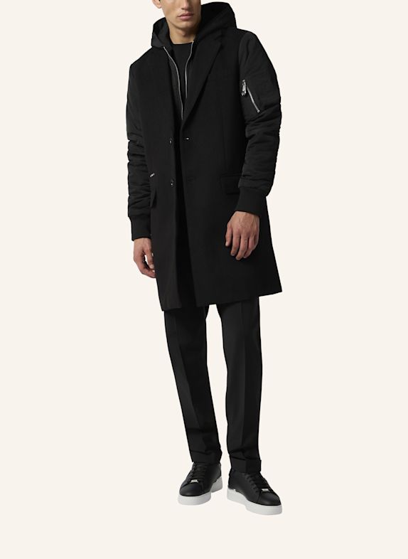 PHILIPP PLEIN Langer Mantel SCHWARZ