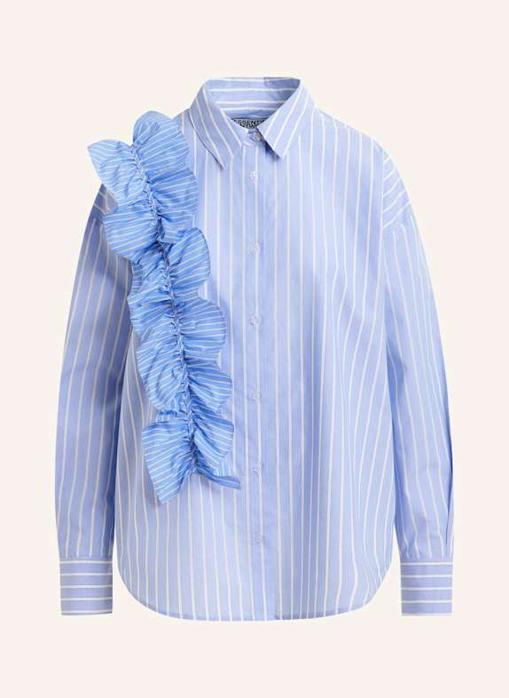 ESSENTIEL ANTWERP Hemdbluse IBODY mit Rüschen BLAU/ WEISS