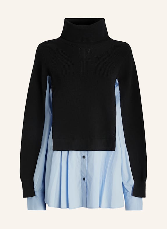 HIGH Rollkragenpullover HEART-BIT im Materialmix BLAU