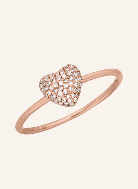 Leaf Ring HEART aus 18 Karat Rosegold mit Diamanten ROSÉGOLD