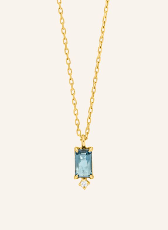 Leaf Halskette LONDON BLUE TOPAZ aus 14 Karat Gelbgold GOLD