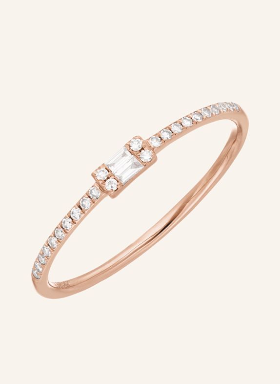 Leaf Ring TINY BAQUETTE aus 14 Karat Roségold mit Diamanten ROSÉGOLD