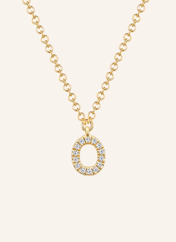 Leaf INITIALIEN Halskette „O“ aus 14 Karat Gelbgold mit Diamanten GOLD