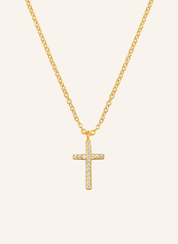 Leaf Halskette KREUZ aus 18 Karat Gelbgold mit Diamanten GOLD