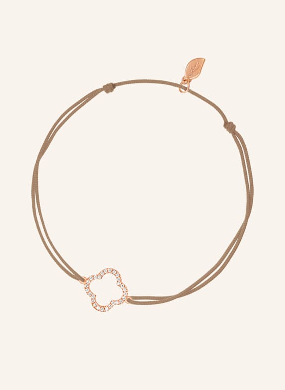 Leaf Freundschaftsarmband CLOVER aus 18 Karat Roségold mit Diamanten BEIGE
