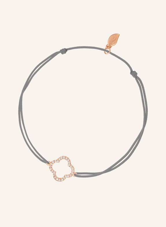 Leaf Freundschaftsarmband CLOVER aus 18 Karat Roségold mit Diamanten GRAU