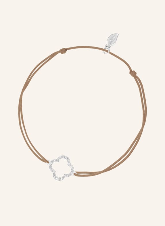 Leaf Freundschaftsarmband CLOVER aus 18 Karat Weißgold mit Diamanten BEIGE